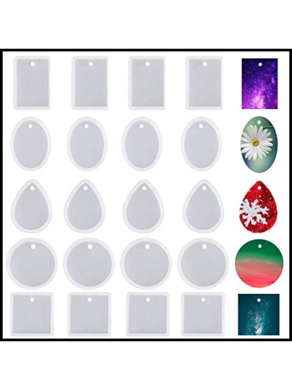 Silicone Jewelry Casting Molds 4 Sets Pendant Resin Moulds DIY Craft